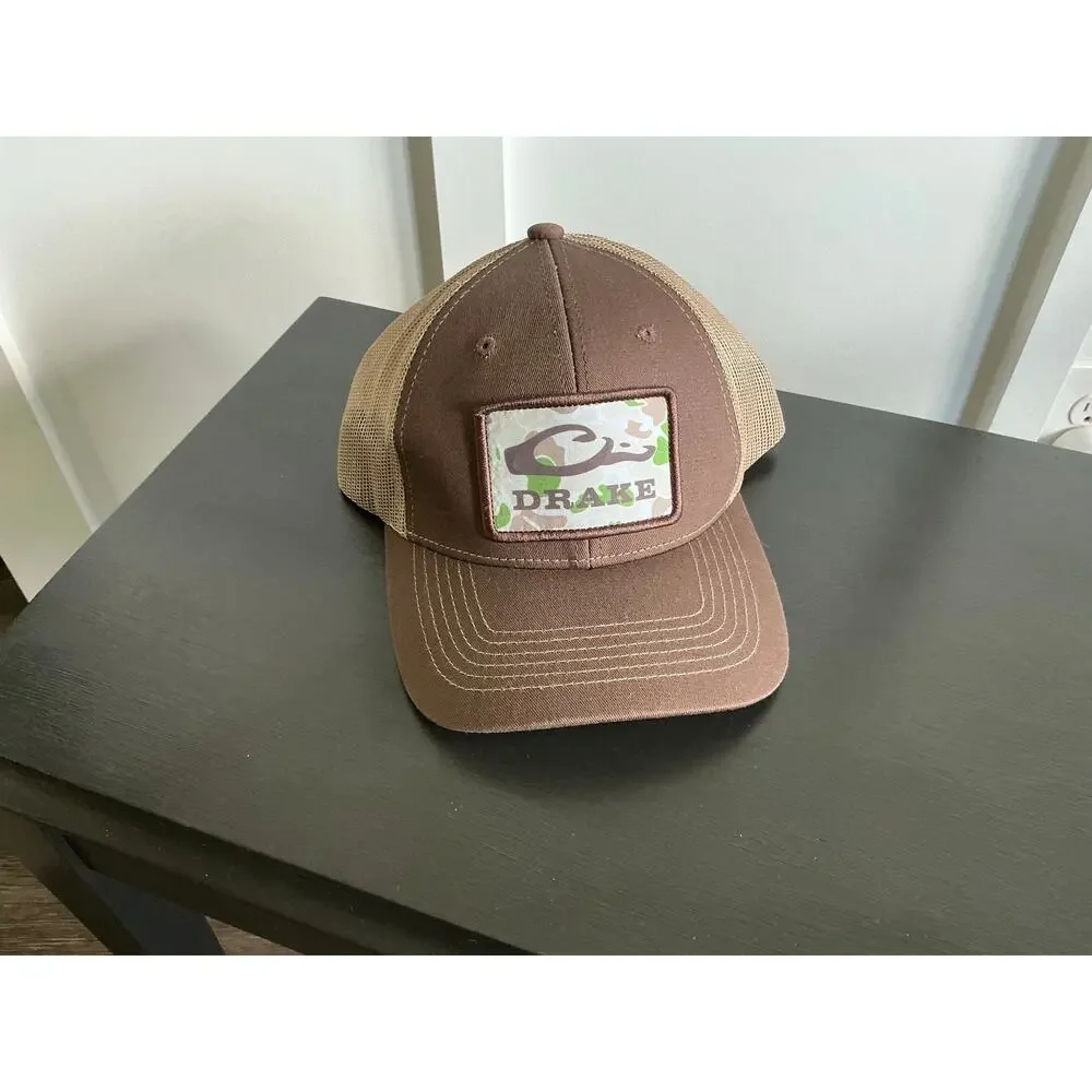 Lot of 3 NWT Drake Waterfowl Old School Patch Mesh Back Trucker Hats Caps